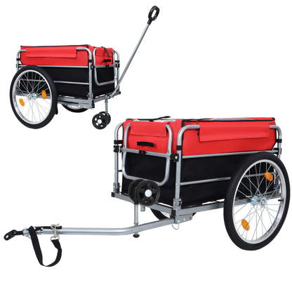 KEIKI Bike Cargo Trailer, Aluminum Luggage Cart, Heavy Duty 220 lbs Bicycle Wagon Cart, Folding Groceries Hauler with Safe Hitch System, Removable Cover, Oxford Fabric for Cycling Travel, Black+Red