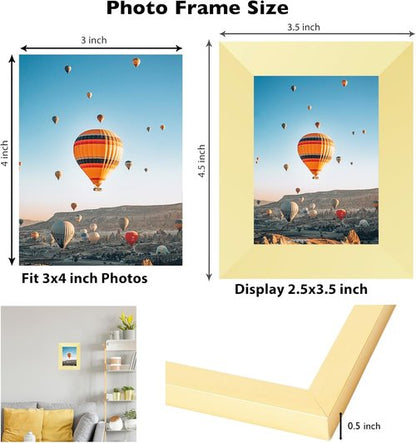 JCJMY Gold 3x4 Picture Frame - Versatile Wall & Tabletop Display with Shatter-Resistant Plexiglass