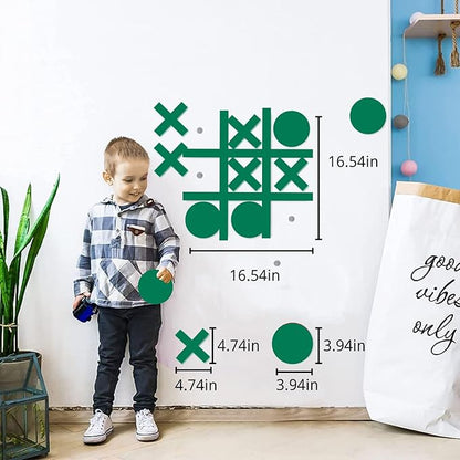 Magnetic Tic Tac Toe Wall-Mount GameGame Room DecorModern Wall Decals for Kids RoomClassroom&ampOfficesBest Gift for Family Friends (Green)