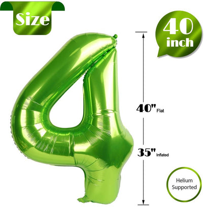 Light Green 4 Balloon, Number Balloons 40 Inch, 4th Birthday Decorations for Girls Four Large Numbers for Party Decor, Number 4 Balloon