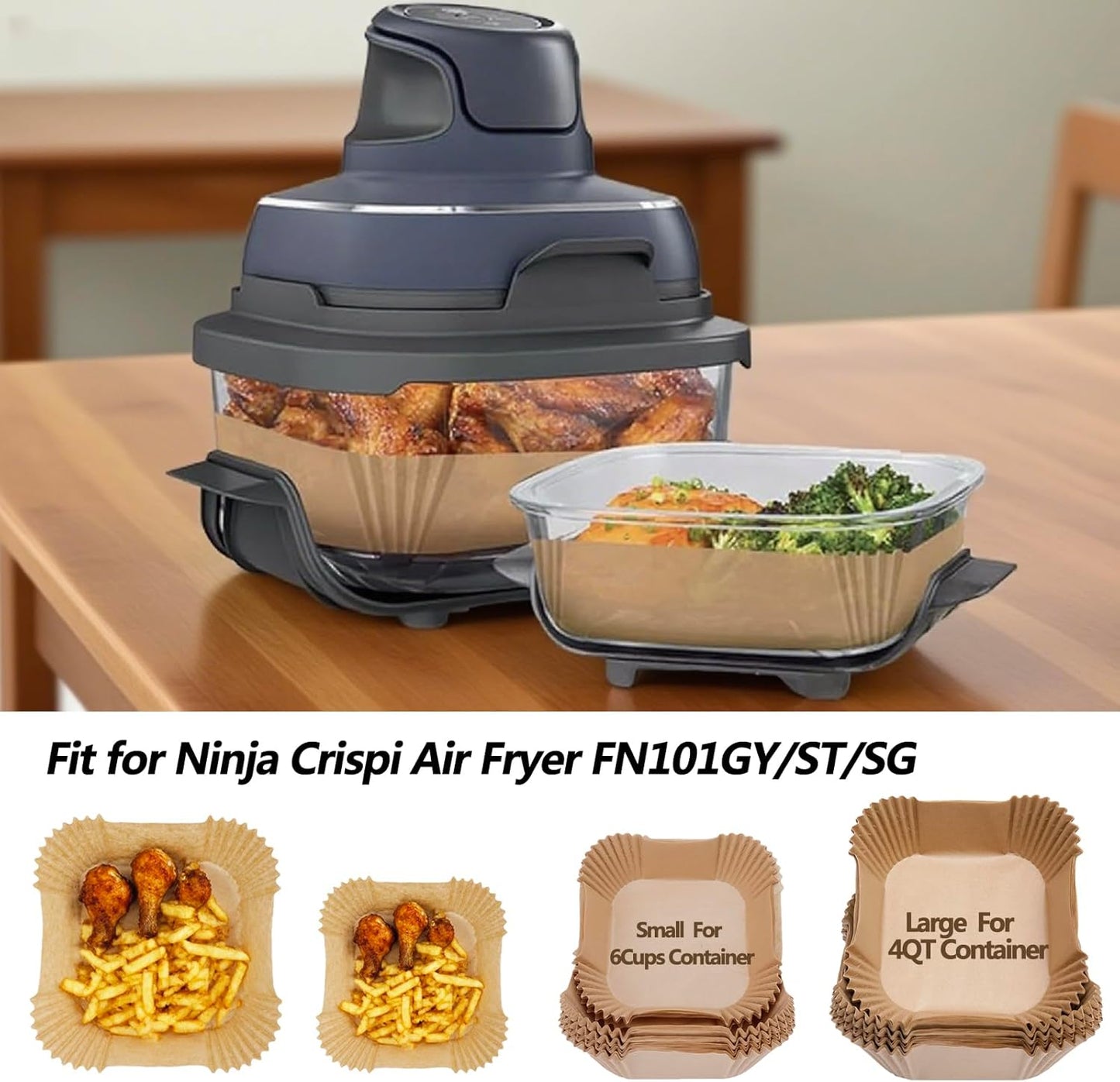 Ninja Crispi Air Fryer Liners - 270PCS Disposable Parchment Paper for 4-in-1 Cooking System