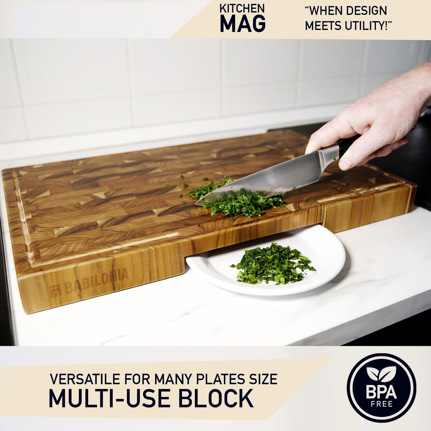XXL Teak Wood Cutting Board, 24 x 15 Inch (ExtraThick 1.7") Hardwood Butcher Block for Meat, Cheese, Charcuterie Heavy Duty End Grain Non Toxic Wood Chopping Board with Handle (Oil & Plate included)