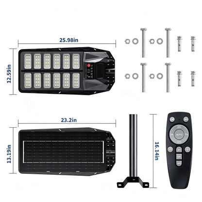 HWTDJJY Solar Street Light for Outdoor 6 Pack, 550W Multi-Mode Solar Street Light with Motion Sensor, 6500K IP67 Waterproof Dusk to Dawn Outdoor Light for Courtyard Path