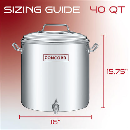Concord Stainless Steel S Series Insulated Double Wall Stock Pot. Outdoor Kettle, great for temperature retention (40 Quart)