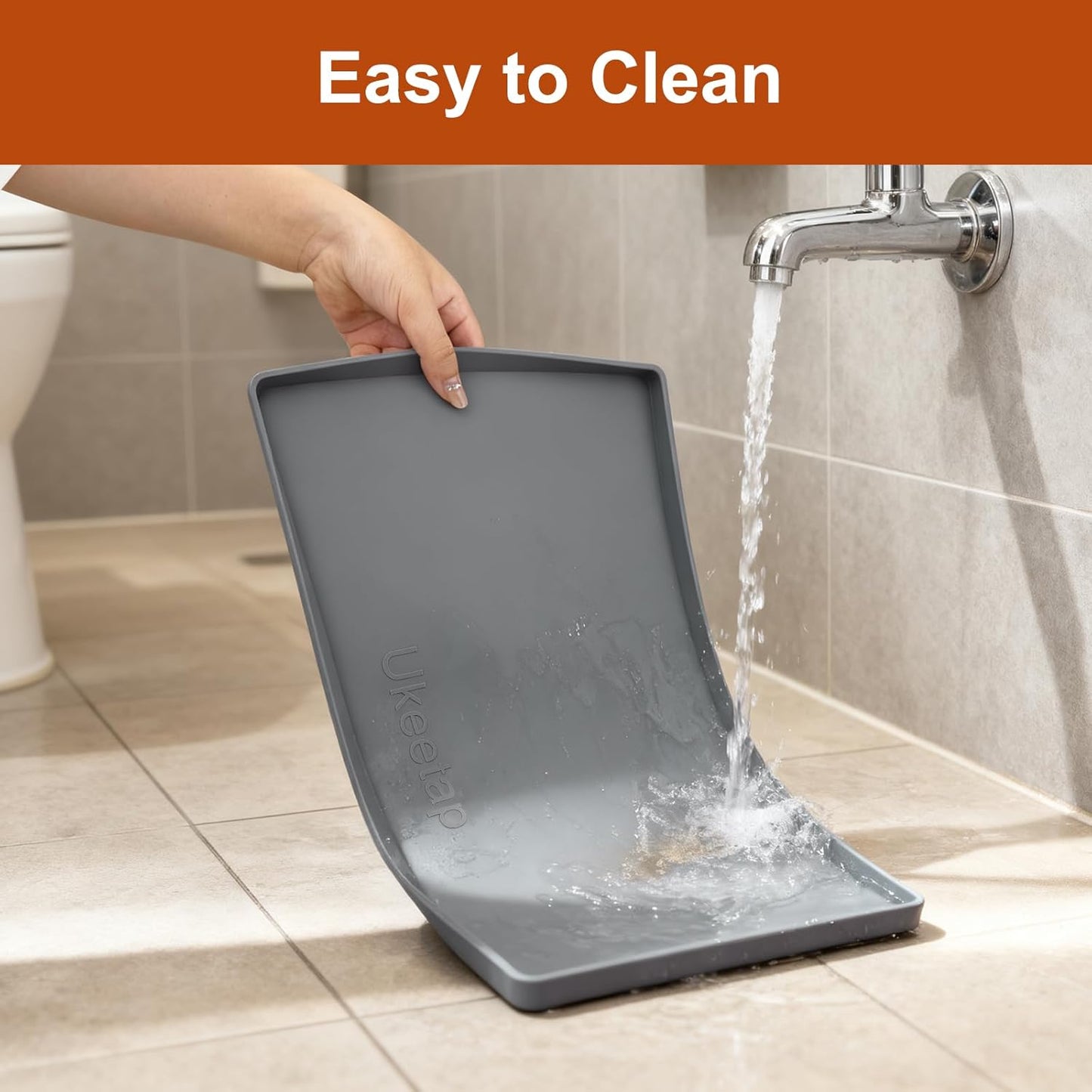 Ukeetap Extra Thick Silicone Dog & Cat Food Mat - Waterproof, Non-Slip, 19” x 12”, Gray