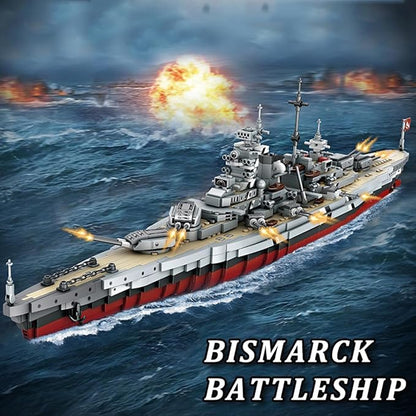 Gonli Bismarck Battleship Building Blocks Set - Germany WW2 Military Building Toys for Adults - Classic Cruiser Model Bricks - Gifts for Adults
