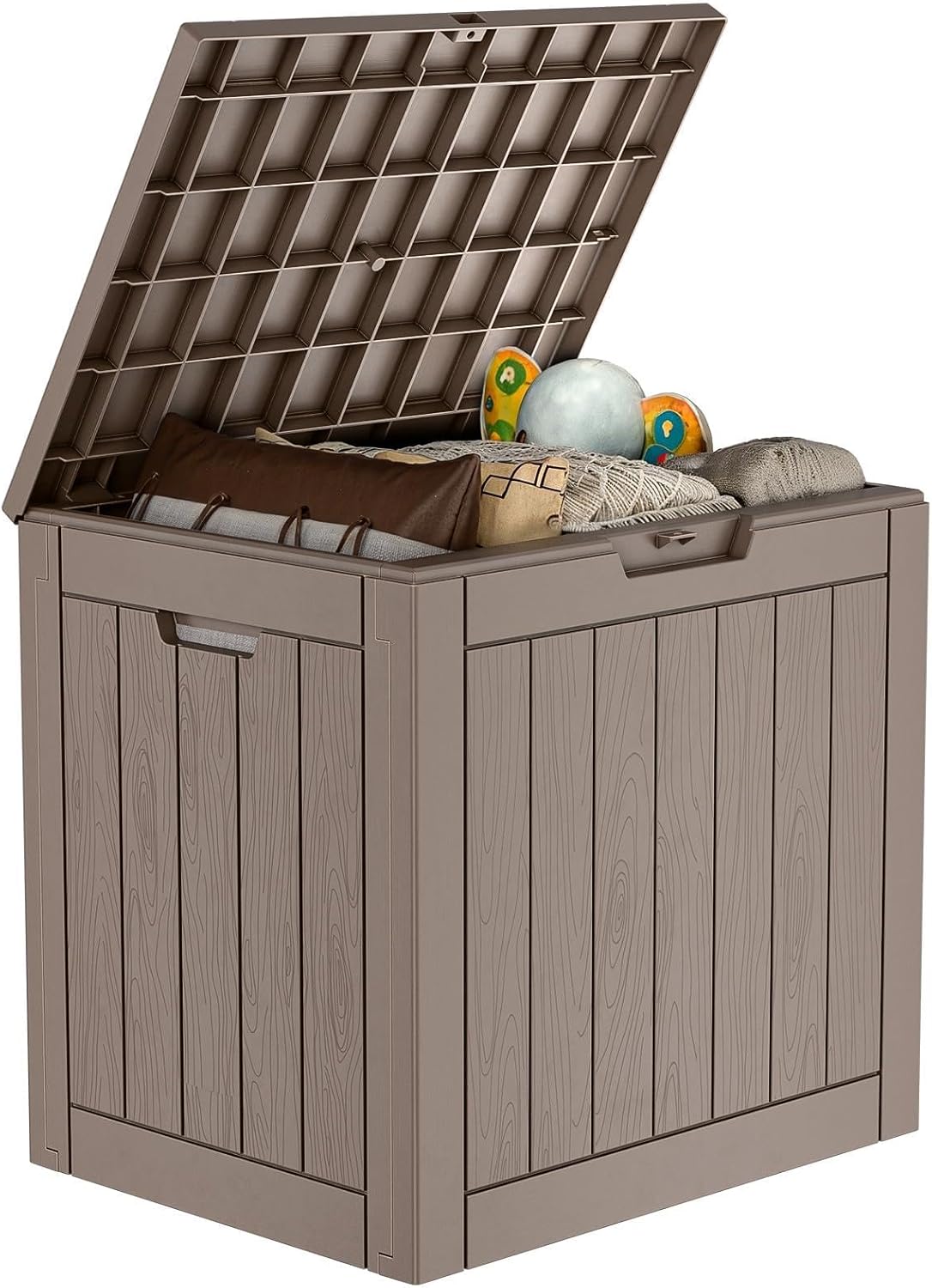 Regine Switzerland 36 Gallon Outdoor Deck Box - Lockable Waterproof Storage for Garden Tools & Cushions | Grey