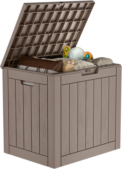 Regine Switzerland 36 Gallon Outdoor Deck Box - Lockable Waterproof Storage for Garden Tools & Cushions | Grey