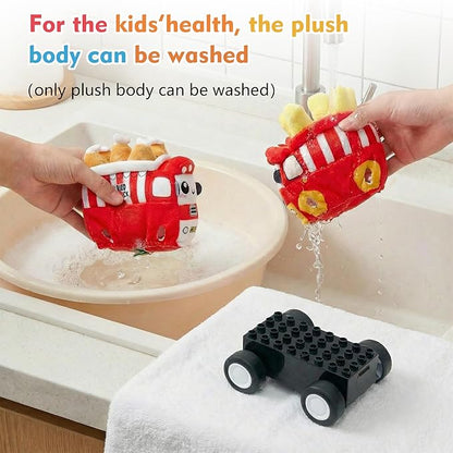 Plush Toy Remote Control Vehicle with 2 Detachable Dolls Kids Electric RC Toy for Boys Girls Ages 2+ Soft Plush &amp Durable Design Suitable for Blocks (Fastfood Truck)