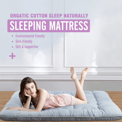 MIRUO Sleeping Mat on Floor for Adults, Kids Futon Mattress SleepMattress Pads Sleeping Mat Floor Mattress for Adults Japanese Mattress Car Camping Mattress Full Size (A-GE11012-M-USAM021)