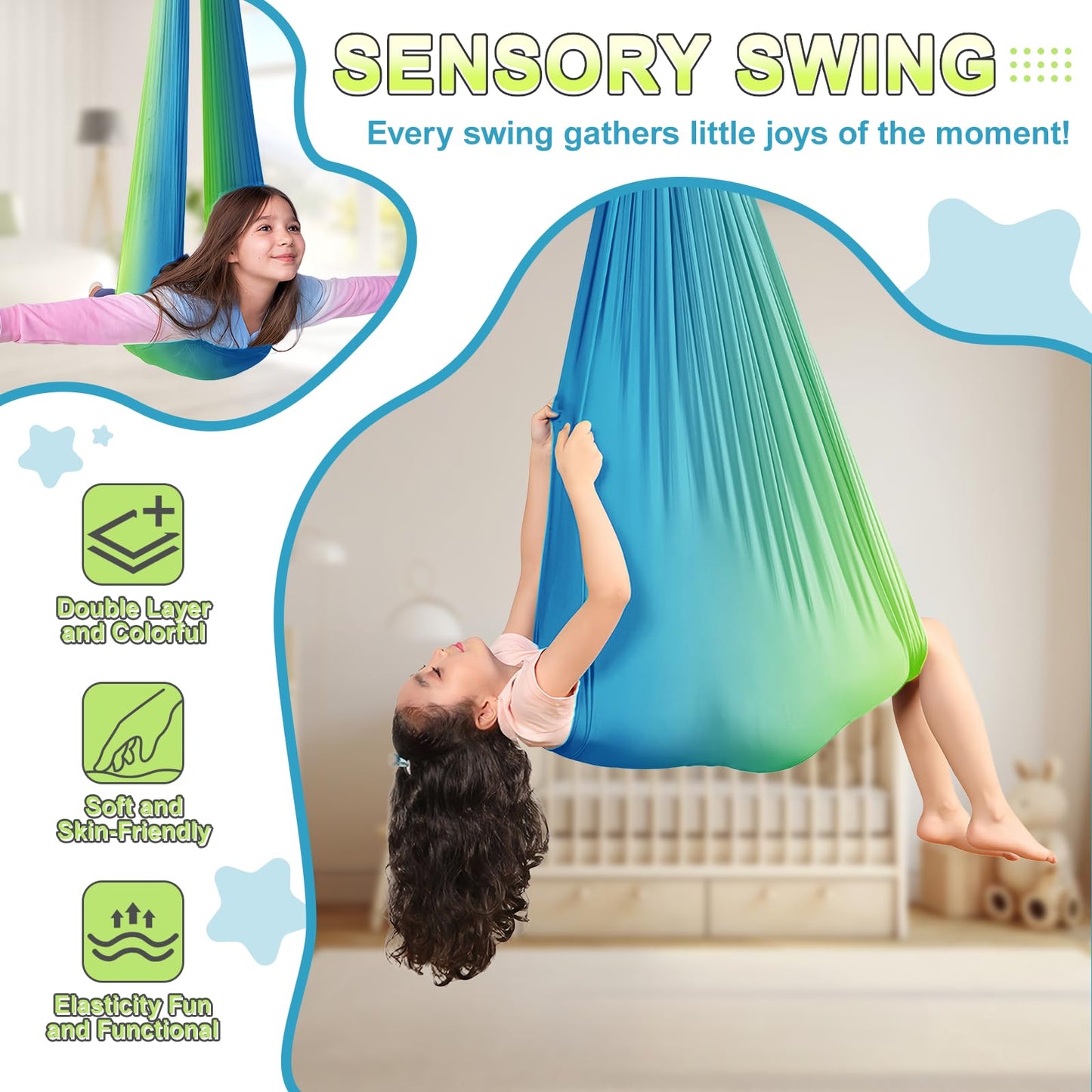 Swing Stand Frame with Sensory Swing Pod Chair, X-Shaped Swing Set, Metal Hammock Chair Stand for Adults Indoor and Outdoor 330LBS (Auqa)