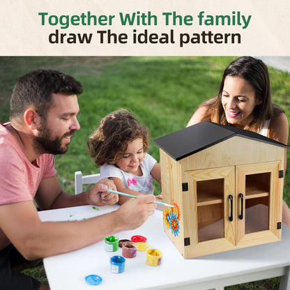 PEAYLI Outdoor Library Outdoor Book Box Storage Small Wooden Cabinet Little Literature Box for Neighborhoods Community and Schools Sharing Books, Flyers, Newspapers