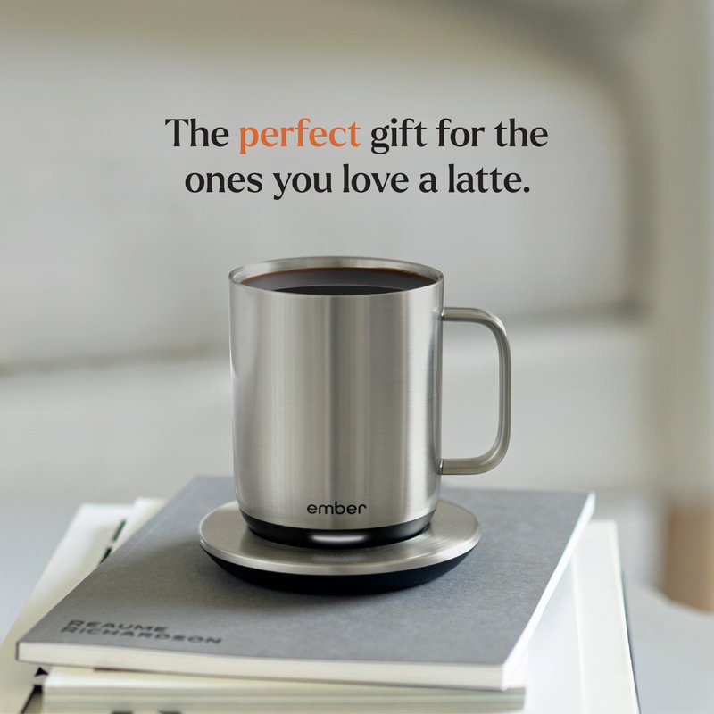 Ember Temperature Control Smart Mug 2, 10 Oz, App-Controlled Heated Coffee Mug with 80 Min Battery Life and Improved Design, Stainless Steel