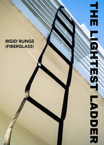 Lightweight Strap Ladder with Carabiners 13ft (4m) | Multi Function Rope Ladders for Kids & Adults | Rescue Tool | Retractable Ladders - Safety Ladder for Fire Evacuation - Compact & Durable