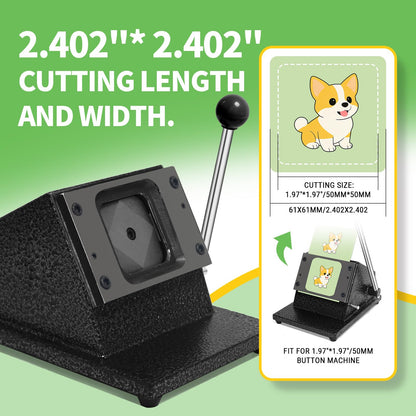 2'' x 2'' Fridge Magnet Paper Cutter, Photo Magnet Maker Cutter Machine, Die Cutter Machine, 2.402 "/61mm Cutting Size, Square Pape Punch for 2”*2”Magnets Badge Making (Square Size 61MM)
