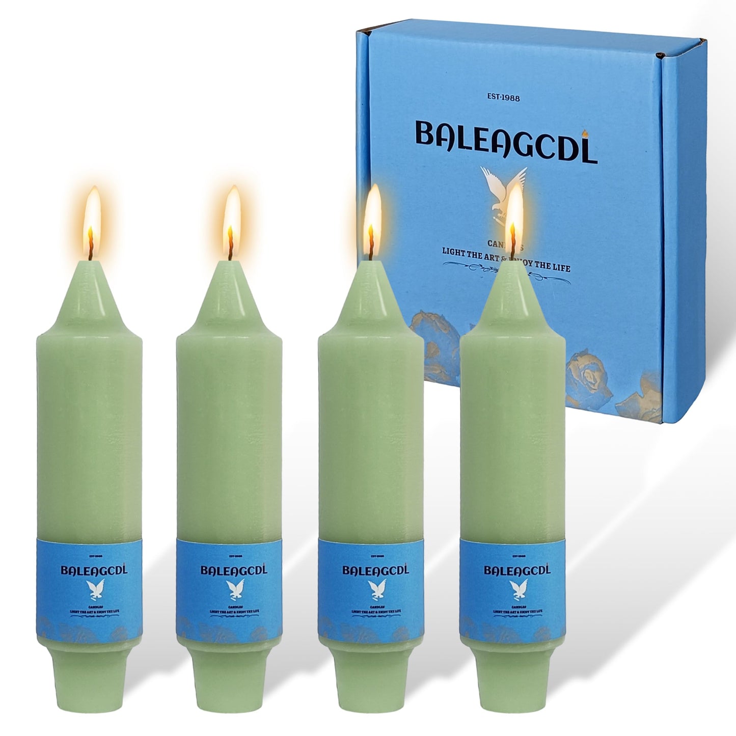 Unscented Dripless Taper Candles Light Green 5INCH Smokeless Short Taper Candlesticks for Dinner Weddings Birthday Party Home Décor