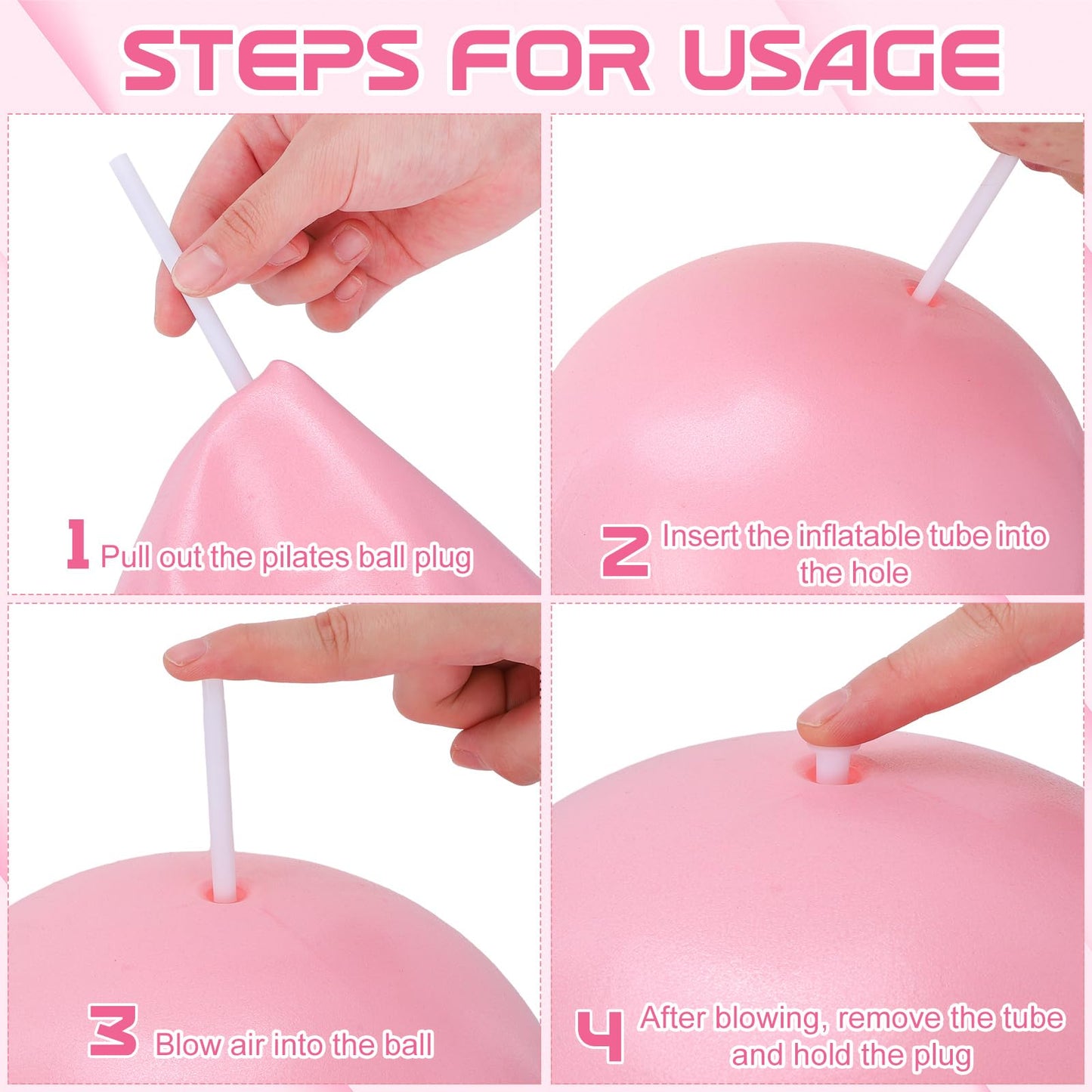Pilates Ball, 9 Inch Small Exercise Mini Soft Workout Yoga Ball with Exercise Guide, for Home Gym Yoga, Pilates, Core Training, Workout, Balance, Stability