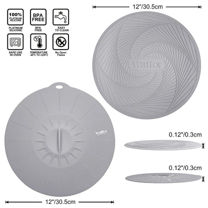 Walfos Silicone Microwave Mat & Lid Set, Heat Resistant Multi-Purpose Trivet Mat and Seal Lids, Non-Slip and BPA Free, Perfect for Oven and Hot Pan