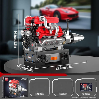 Mould King 10204 V8 Engine Model that Works MOC Ideas Mini V8 Engine Model Kit for Display STEM Building Project for Teens 14+(750 PCS)