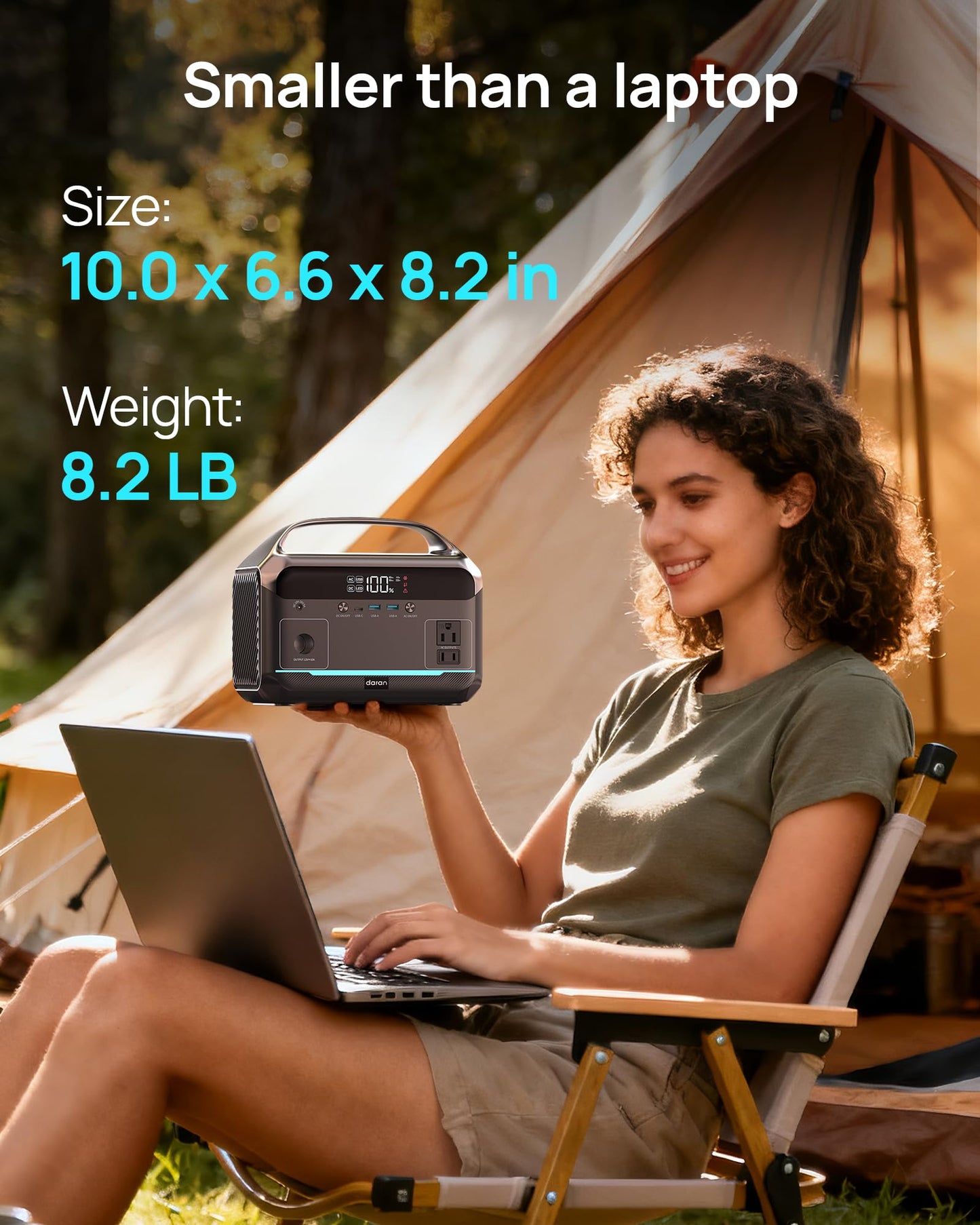 DARAN Portable Power Station with 60W Solar Panel Included, 288Wh LiFePO4 Battery, 350W (600W Peak), 7-Port Design, 2.1Hrs Fast Charing Solar Generators for Home, Outdoor Camping