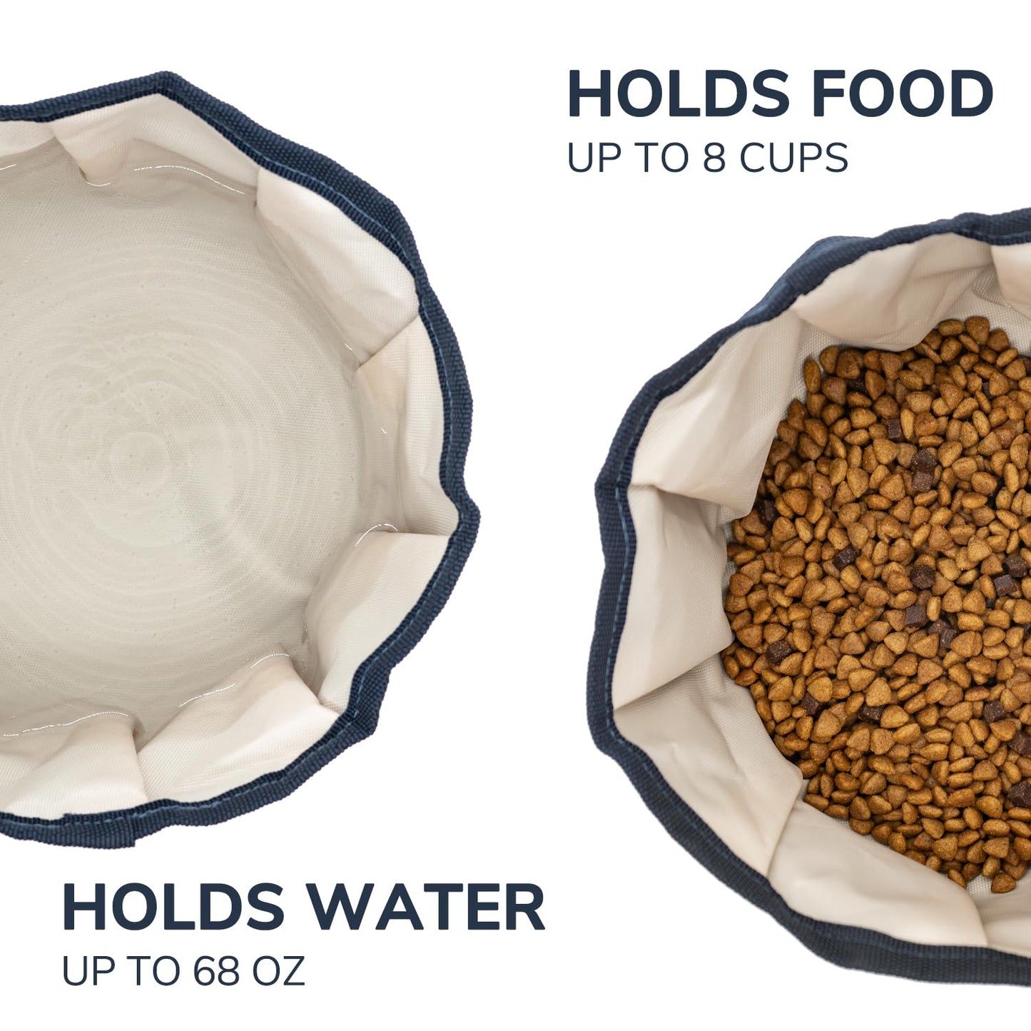 LumoLeaf Collapsible Dog Travel Bowl, 2 Packs Large 68oz/80oz Lightweight Foldable Bowl, Water and Food Bowls for Pets Dogs Cats with Zipper (8+10 Cups)