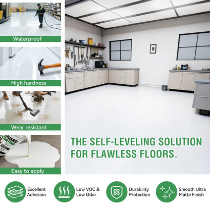 5 Gallon Professional Floor Paint Kit ( White, 800-1000 sq.ft) - Acrylic Concrete Coating for Garages & Indoor and outdoor floors and walls | Single Component Formula | Ready-to-Use | Low VOC|Anti Slip