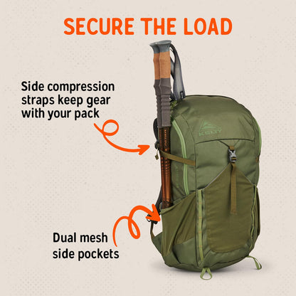 Kelty Asher Backpack, Daypack to Multi-Day Backpacking Capacity, Hiking, Lightweight Travel Pack, Internal Frame (35L Winter Moss)