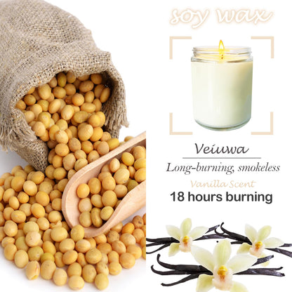 Veiuwa 24 Pcs 6 Oz Vanilla Scented Soy Candles Set,Mason jar Bulk Candles for Gifts,Aromatherapy Candle,Great Stress Relieving Scented Candle for Girls as a Gift for Birthdays, Weddings and More!