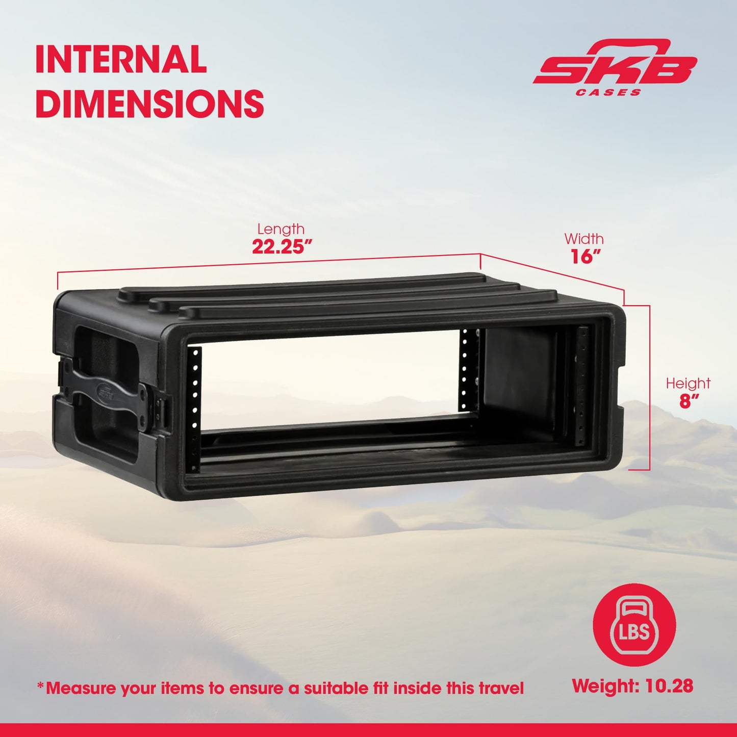 SKB Shallow Rack 3U - Roto-Molded for Durability & Impact Resistance, Waterproof & Stackable Design, with Twist Latches & Rubber Feet - Ideal for Secure Equipment Storage & Transport, Black