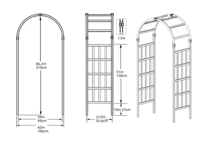 FENCETECH 41" W x 86" H Vinyl Arbor, Vinyl Arch, Garden Arch Arbor for Outdoor, Yard, Garden, Climbing Plants - White