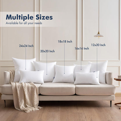 MIULEE Throw Pillow Inserts - Pack of 4, 16x16 Inch, 100% Virgin Fiber Filling for Bed & Couch