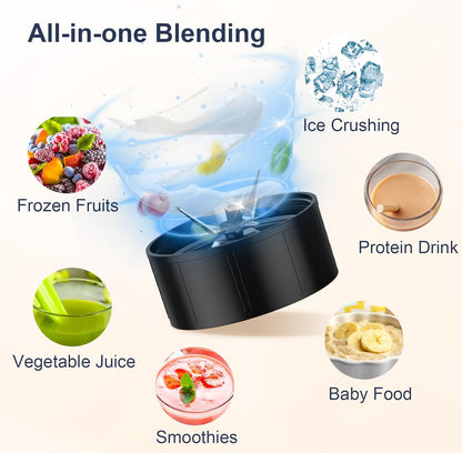 KOIOS Smoothie Blender - 900W Personal Blender for Shakes & Smoothies | Includes 2 Portable 22oz Cups, Grey Blue