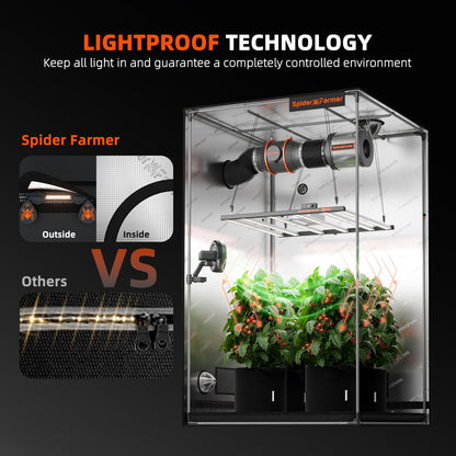 Spider Farmer 4x2 Grow Tent, 48"x24"x60", with Hook for Controller, Enlarged View Window, 1680D Thicken Mylar Canvas, Waterproof Floor Tray for Indoor Hydroponic Growing for SF2000, SE4500, G4500