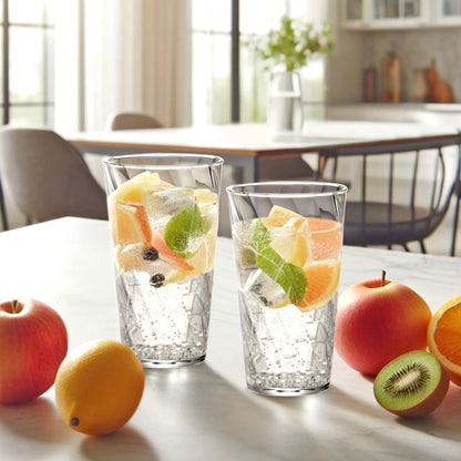 Amazing Abby - Glacier - 18-Ounce Plastic Tumblers (Set of 16), Plastic Drinking Glasses, All-Clear Reusable Cups, Stackable, BPA-Free, Shatter-Proof, Dishwasher-Safe