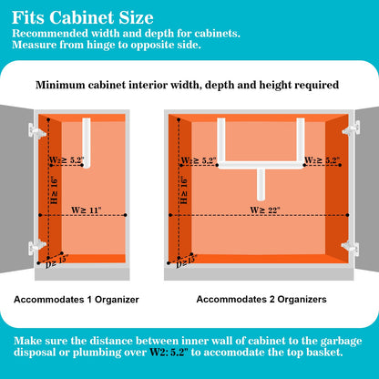 REALINN Under Sink Organizer, Pull Out Cabinet Organizer 2 Tier Slide Out Sink Shelf Cabinet Storage Shelves, Storage for Kitchen Bathroom, White, 2 Pack