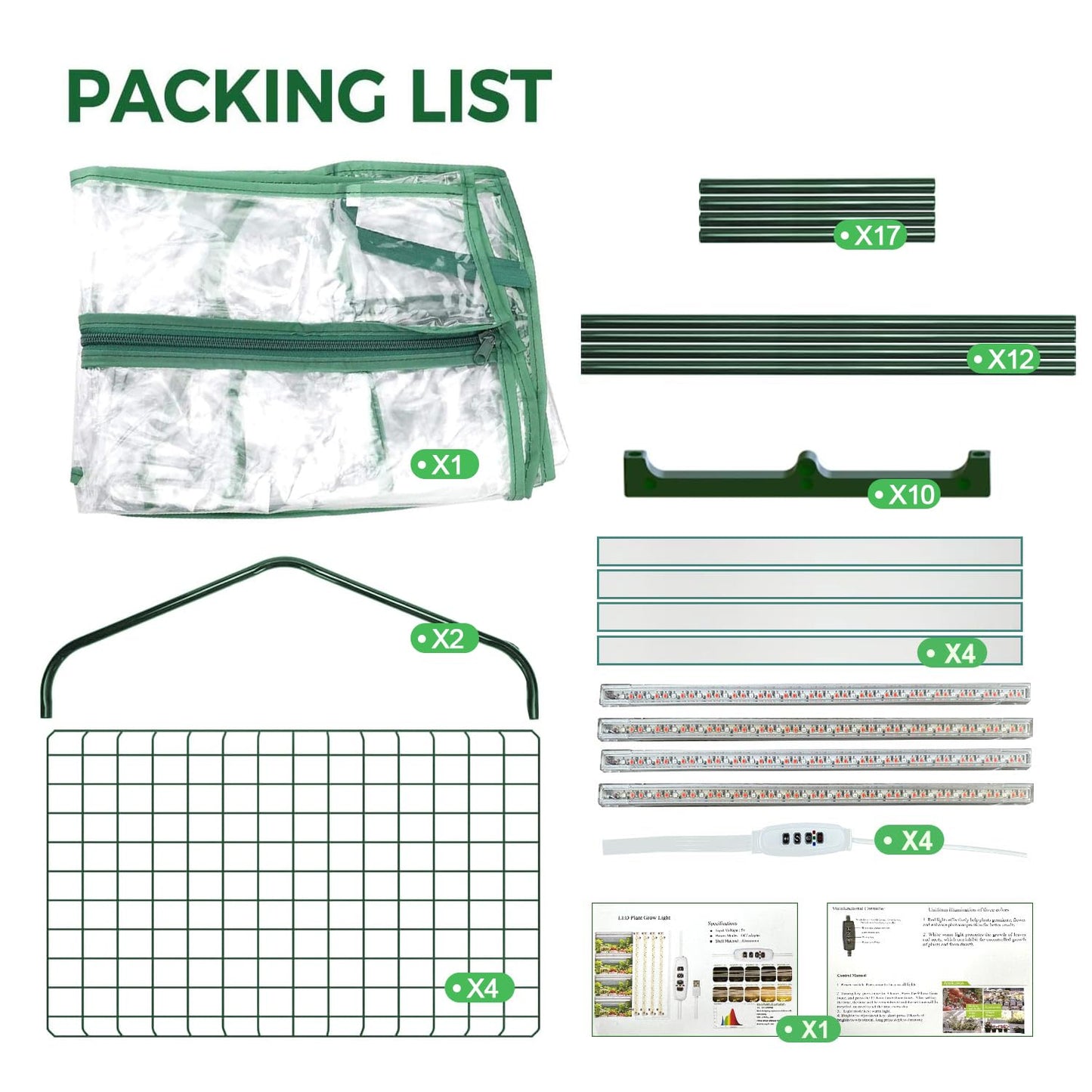 ArtBeek Mini Green House Covers, Portable Plastic Greenhouses with Heavy Duty Transparent PVC with Plant Growing Lights (4_Tier)