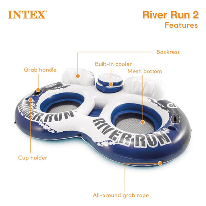 Intex River Run II 2-Person Water Tube w/Cooler and Connectors (3 Pack) 58837EP