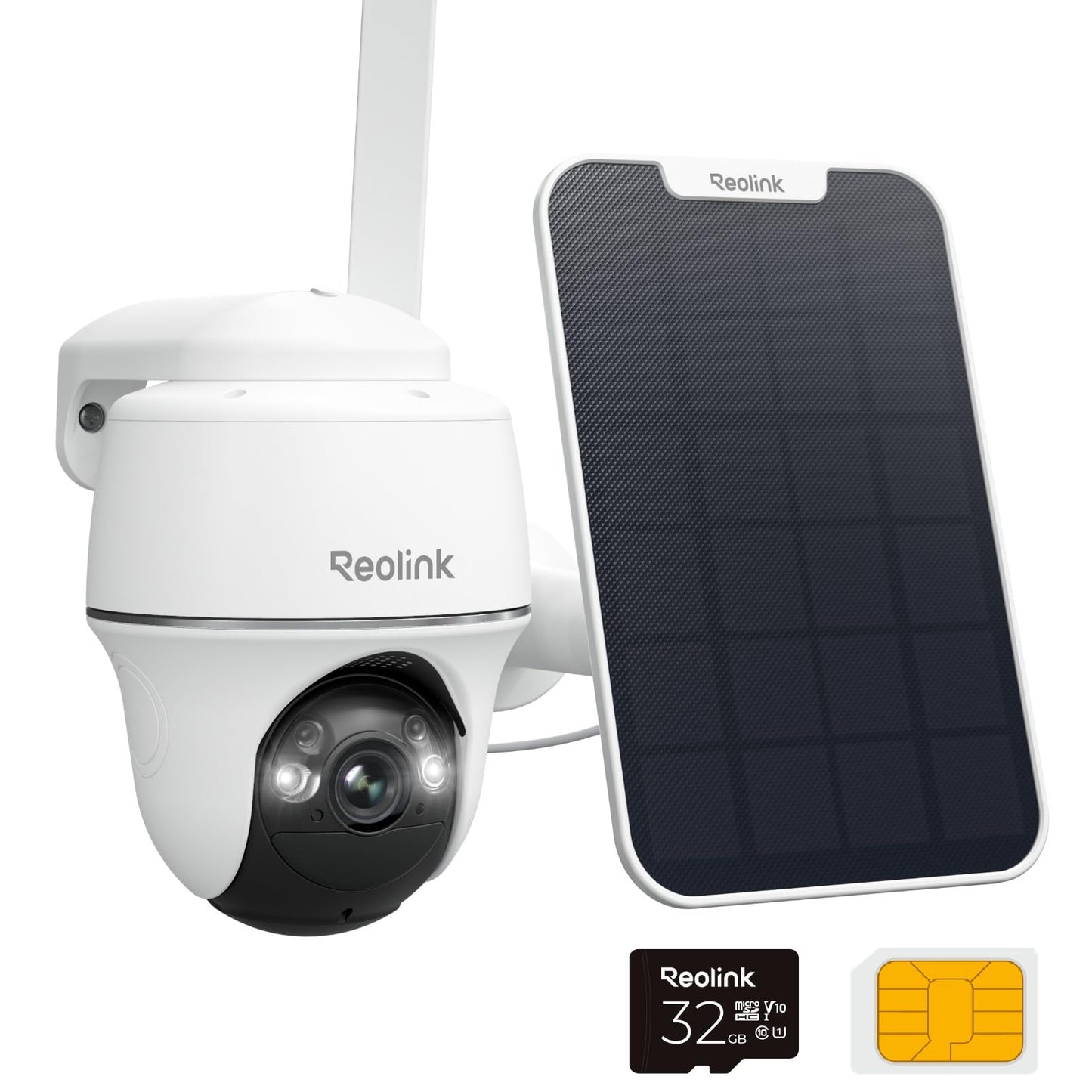 REOLINK 2K+ 4G LTE Cellular Security Camera Wireless Outdoor, 360° Pan-Tilt, No WiFi Solar Powered, 5MP Color Night Vision, Smart AI Detection, Sim+32GB SD Card Included, Go PT Plus+Solar Panel
