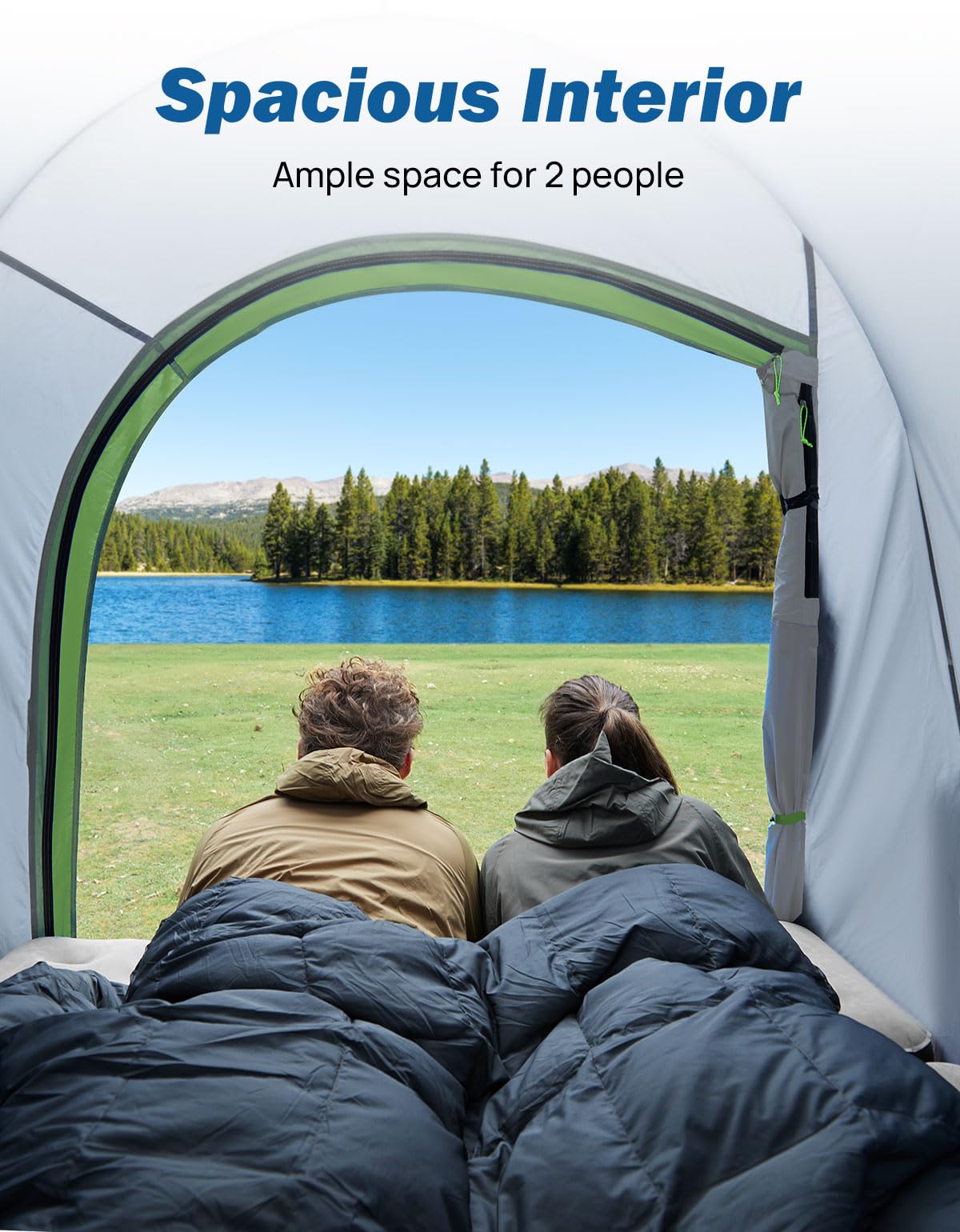 JOYTUTUS Pickup Truck Tent 5ft 2.0, Waterproof PU2000mm Double Layer for 2 Person, Portable Truck Bed Tent with Rainfly, Green, Aluminum Pole