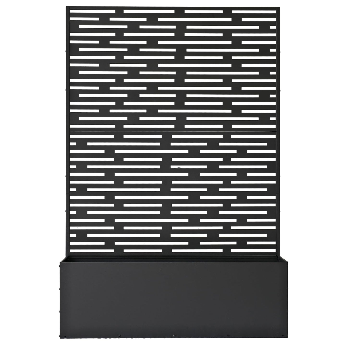 Oakland Living 6 ft. X 4 ft. Black Freestanding Metal Privacy Screen Room Divider with Flower Box