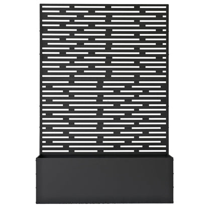 Oakland Living 6 ft. X 4 ft. Black Freestanding Metal Privacy Screen Room Divider with Flower Box