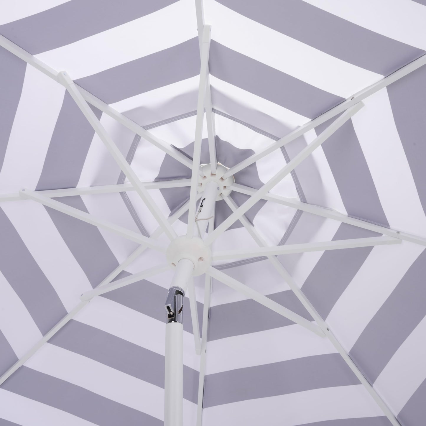 SAFAVIEH Outdoor Patio Furniture Collection – Lucerna 9 Ft Crank Patio Umbrella, Black Stripe & White Pole, Market Umbrella with Crank Lift (PAT8025A)