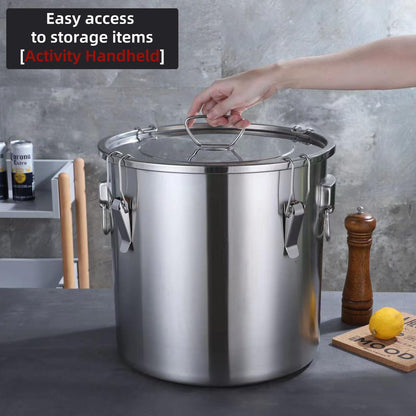 Verdeho 304 stainless steel food storage containers with lids lock clips airtight container large airtight for rice flour sugar grain coffee bean storage containers Kitchen jar (8.72gal/33L)
