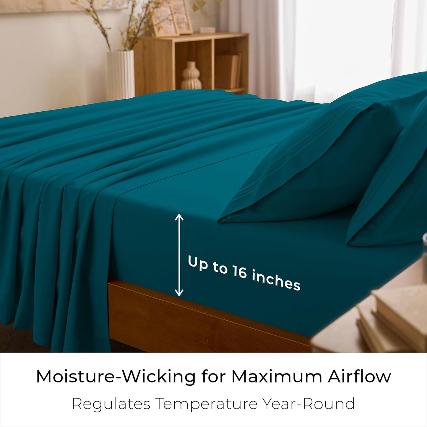 Mellanni Full Sheets Set - Iconic Collection Luxury Bedding - Extra Soft, Cooling, Stain Resistant (Teal)