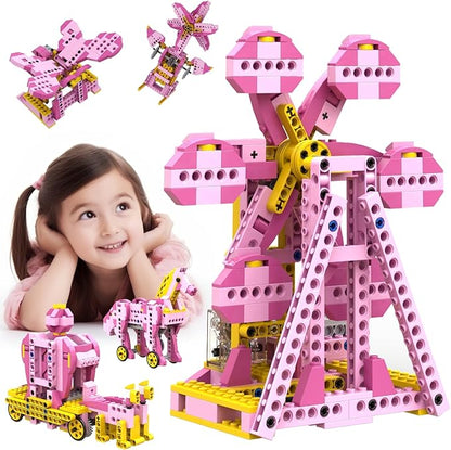 Robot G STEM Kits for 6-7 Year Old Girl 8 in 1 Electric Building Toys for Kids 6-8 8-10 DIY Educational Construction Science Kit for Girls 6-12 Christmas Birthday Gift