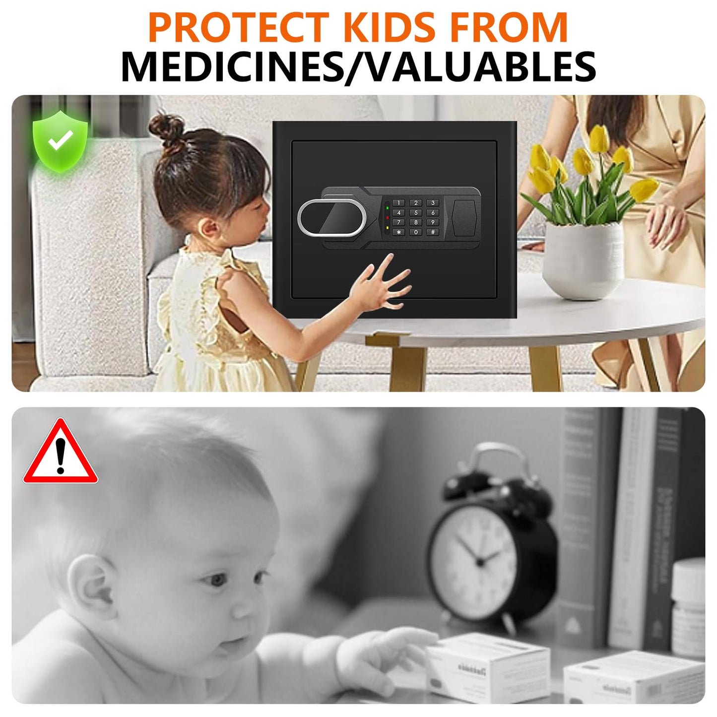 1.8 CUFT Fire Proof Safe for Home Documents, Steel Security Fireproof Safe with Programmable Keypad, Removable shelf and Spare Keys, Home Safes Water and Fireproof for Money Medicine and Valuables