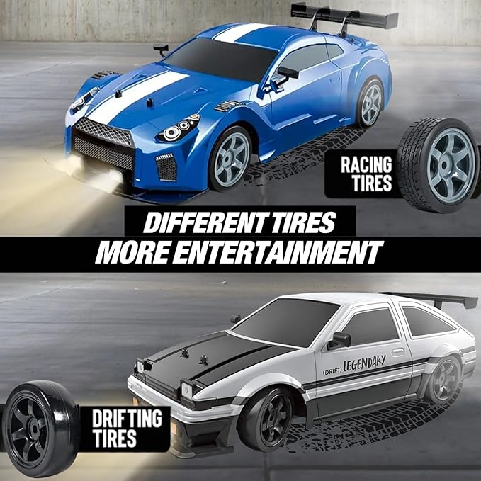 Liberty Imports RC Drift Car 1/16 2.4GHz 4WD Remote Control Sport Racing On-Road Vehicle with LED Light Batteries and Drift Tires (Blue)