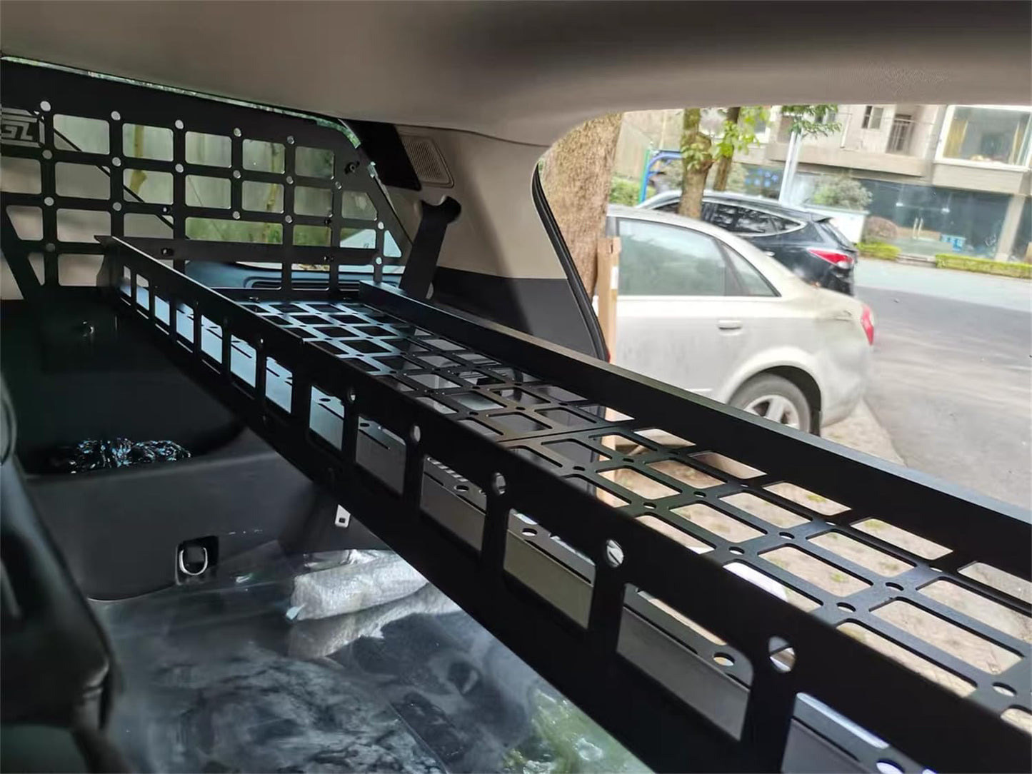 2020-2024 for Ford Explorer Modular Storage Panel Shelf Modification Molle Panel Rear Trunk Debris Rack Storage Carrier Trunk Organizer Kit Black Aluminum Alloy