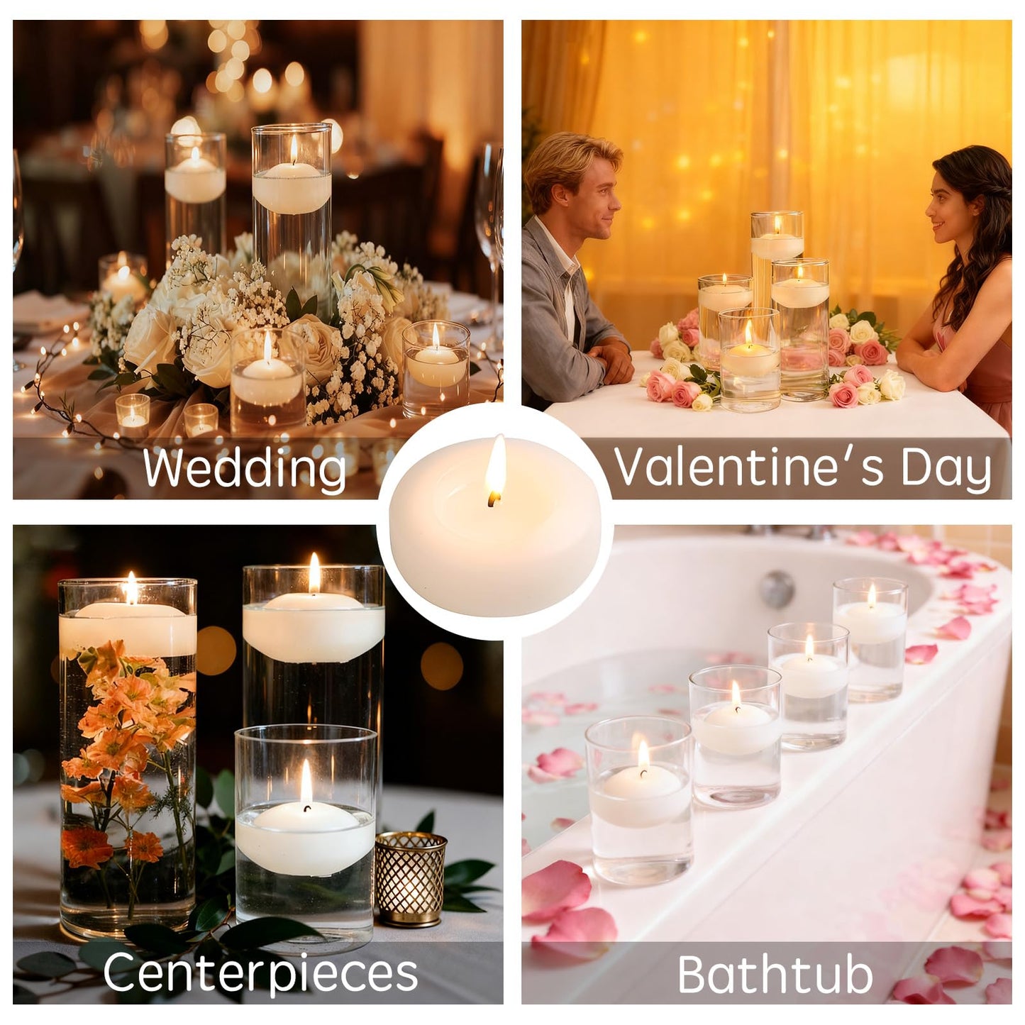 GINITIRI 36 Pack Floating Candles,2 inch Ivory Unscented Dripless Floating Candle for Centerpieces,5-6H Burning 2" Water Candles Bulk for Cylinder Vases,Weddings,Christmas Party,and Holiday