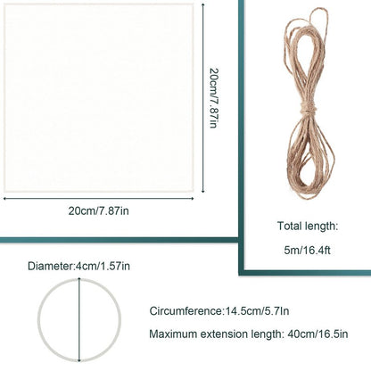 Tatuo 20 Pieces Unbleached Muslin Jar Cloth Covers Kombucha Fermentation Breathe Muslin 8 Inch Square Covers with 20 Rubber Bands and 5 Meters Jute Rope for Bottle Jar